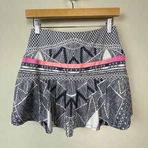 Lucky in Love Tennis Skort Womens S Navy Pink Tribal Geometric Athletic Skirt